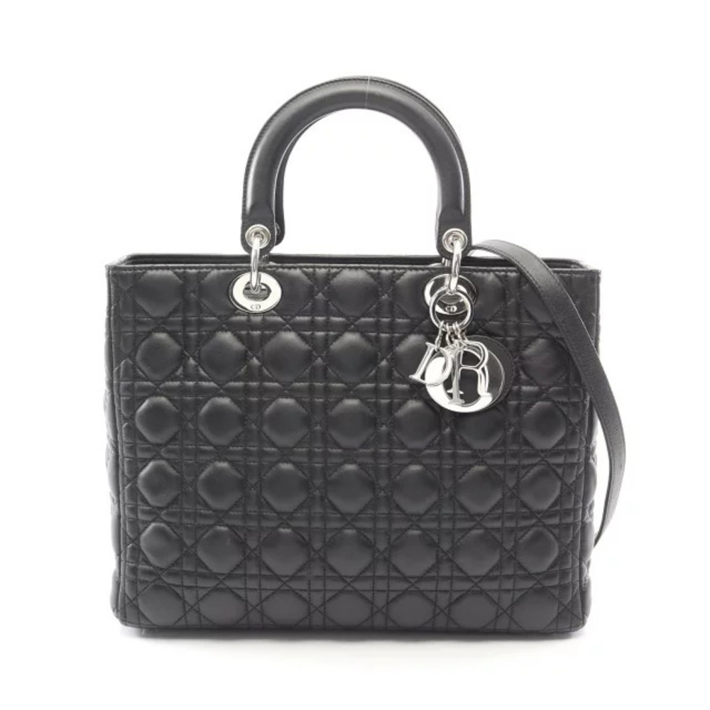 Christian Dior Lady Dior bag black lambskin cannage stitching